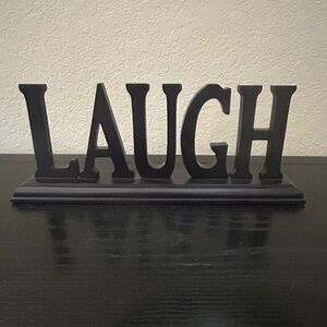 Decorative Word “LAUGH” Wooden Sign Black. NWT